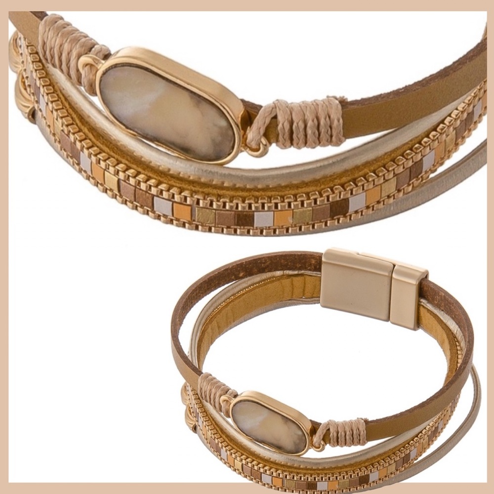Multi Strand Faux Leather Magnetic Closure NWT